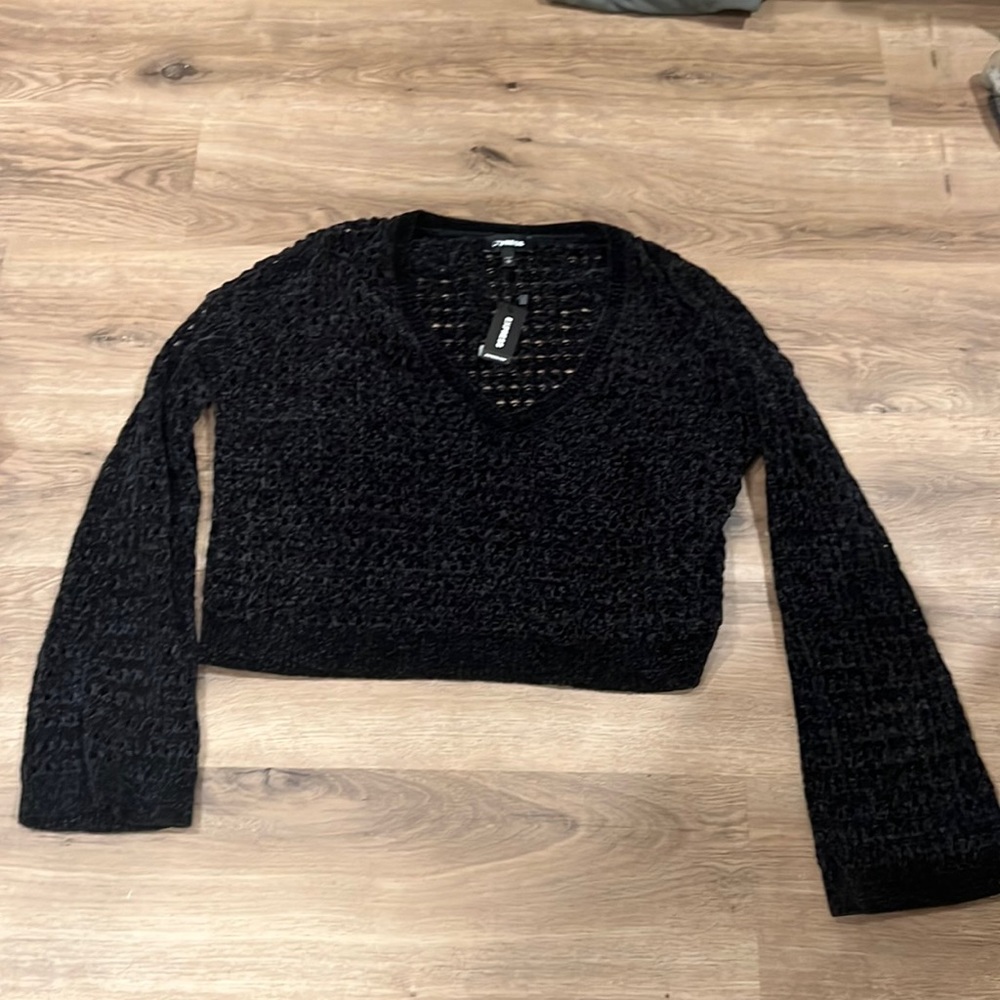 Soft express black bell sleeve sweater